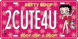 Betty Boop 2CUTE4U.  Metalen wandbord in reliëf 15 x 30 cm.