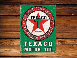 Texaco Motor Oil Metalen wandbord 31,5 x 40,5 cm.