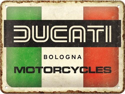 Ducati - Italy Giugiaro Logo.  Metalen wandbord in reliëf 15 x 20 cm.