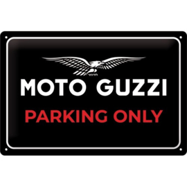 Moto Guzzi Parking Only.  Metalen wandbord in reliëf 20 x 30 cm.