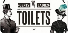 Toilets  Metalen wandbord 10 x 20 cm.