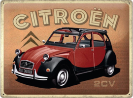 Citroën 2CV Charleston. Metalen wandbord in reliëf 30 x 40 cm..