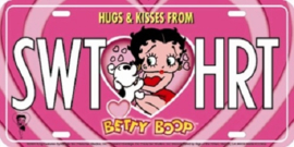 Betty Boop SWT HRT.  Metalen wandbord in reliëf 15 x 30 cm.