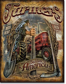 Farmers Backbone of America  Metalen wandbord 31,5 x 40,5 cm.