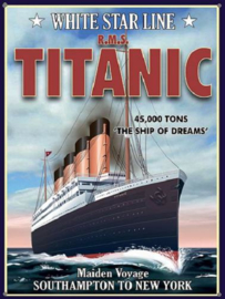 Titanic White Star Line Metalen wandbord 30 x 40 cm.