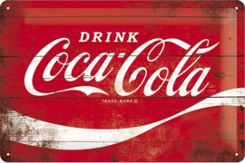 Coca Cola Wave Metalen wandbord   in reliëf 20 x 30 cm.