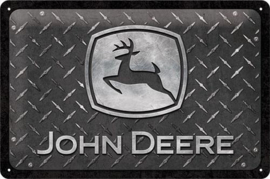 John Deere Diamon Plate Black. Metalen wandbord in reliëf 20 x 30 cm