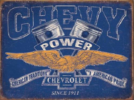 Chevy Power Metalen wandbord 31,5 x 40,5 cm.