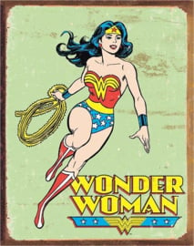 Wonder Woman Retro. Metalen wandbord 31,5 x 40,5 cm.​