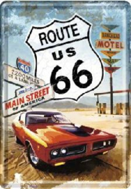 Route 66 Main Street  Metalen Postcard 10 x 14 cm .