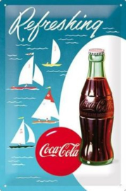Refreshing  Coca Cola Metalen wandbord in reliëf 20 x 30 cm