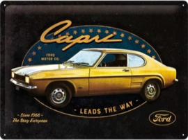 Ford Capri Leads The Way 1968.  Metalen wandbord in reliëf 30 x 40 cm.