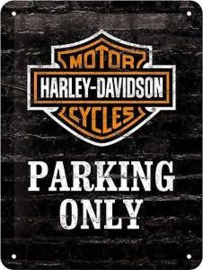 Harley Davidson Parking Only  Metalen wandbord in reliëf 15x20 cm
