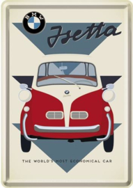 BMW Isetta Metalen Postcard 10  x 14 cm.
