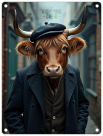 Peaky Cow 1 Highland Crew  Metalen wandbord 40 x 30 cm .