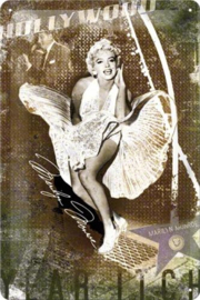 Marilyn Monroe Hollywood.  Metalen wandbord in reliëf 20 x 30 cm.