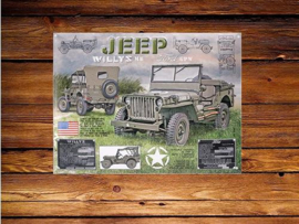 Jeep Willys MB Metalen wandbord 30 x 40 cm.