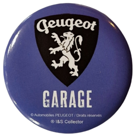 Peugeot Garage.  Koelkastmagneet Ø 6 cm.