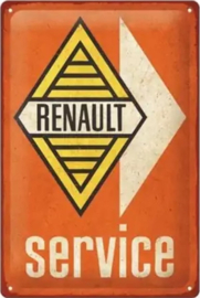 Renault Service.  Metalen wandbord in reliëf 20 x 30 cm.