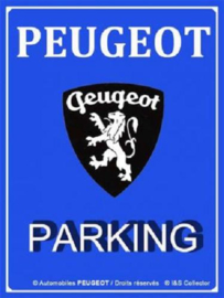 Peugeot Parking.   Metalen wandbord in reliëf 30 x 40 cm.