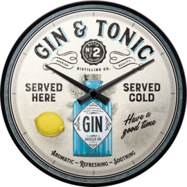 Gin & Tonic Served Here​ Wandklok 31 cm