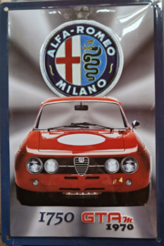 Alfa Romeo GTAm (1970)  Metalen wandbord in reliëf 20 x 30 cm.