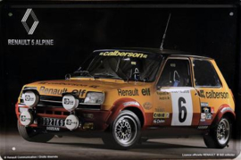 Renault R5 Alpine Metalen wandbord 20 x 30 cm.