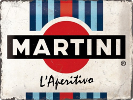 Martini - L'Aperitivo Racing Stripes. Metalen wandbord in reliëf 30 x 40 cm.