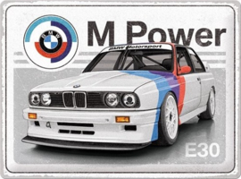 BMW Motorsport M Power E30. Metalen wandbord in reliëf 30 x 40 cm.