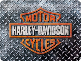Harley-Davidson - Diamond Plate Metalen wandbord in reliëf 15 x 20 cm.
