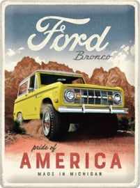 Ford Bronco Pride of America. Metalen wandbord in reliëf 30 x 40 cm.