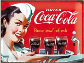 Coca Cola Pause and Refresh Metalen wandbord in relief 40 x 30 cm