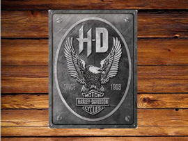 Harley Davidson Eagle​. Metalen wandbord in reliëf 30 x 40 cm.