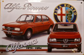 Alfa Romeo Alfasud  (1972-1984).  Metalen wandbord in reliëf 20 x 30 cm