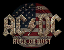 AC/DC Rock or Bust.​. Metalen wandbord 31,5 x 40,5 cm.