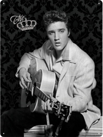 Elvis Presley The King of Pop.  Metalen wandbord in reliëf 30 x 40 cm.