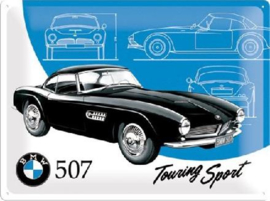 BMW 507 Touring Sport  Metalen wandbord in reliëf 30 x 40 cm.