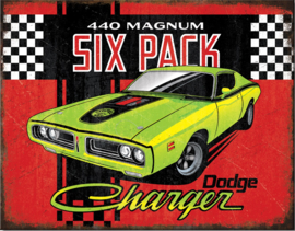 Dodge Charger Six Pack.  Metalen wandbord 31,5 x 40,5 cm.