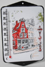 Amsterdam.  Emaille thermometer met oren.