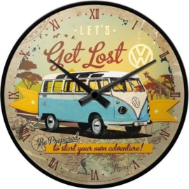 VW Bulli Let's Get Lost. Wandklok Ø 31 cm.