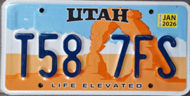Utah Originele license plate . (Kentekenplaat)  Life Elevated.