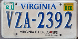 Virginia Originele license plate .
