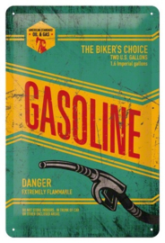 Gasoline The Biker's Choice Metalen wandbord in reliëf 20x30 cm