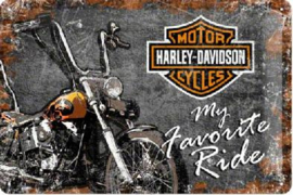 Harley-Davidson Favorite Ride Metalen wandbord in  relief 20 x 30 cm.