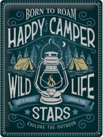 Happy Camper  Metalen wandbord in reliëf 30 x 40 cm