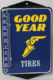 Good Year Tires.  Emaille thermometer met oren.