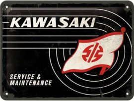 Kawasaki Tank Logo Metalen wandbord in reliëf 15 x 20 cm.