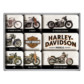 Harley Davidson Models Chart.  Magneet set.