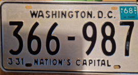 Washington.D.C.. Originele license plate.