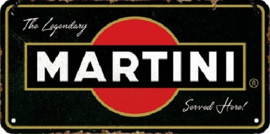 Martini - Served Here . Metalen wandbord 10 x 20 cm.